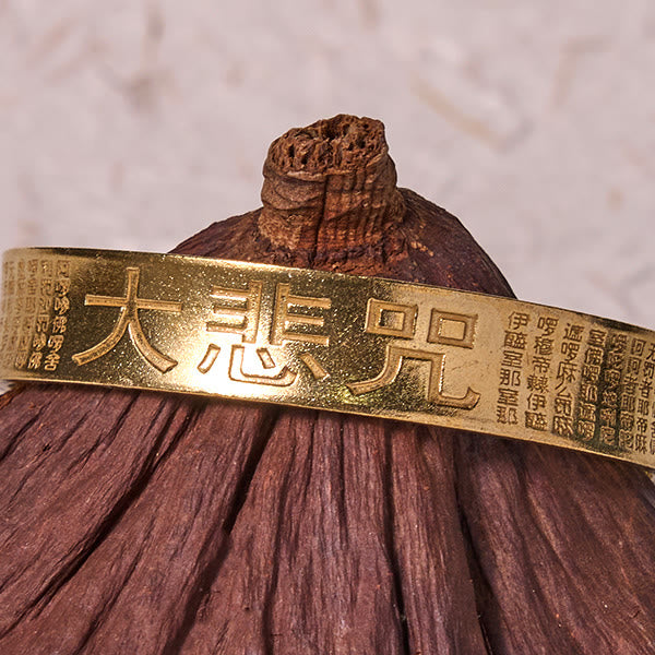 Buddha Stones Great Compassion Mantra Copper Brass Luck Power Bracelet Bangle - image 9