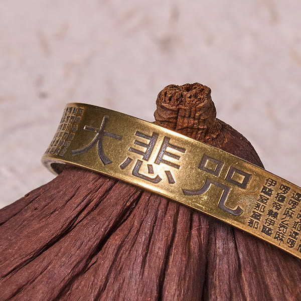 Buddha Stones Great Compassion Mantra Copper Brass Luck Power Bracelet Bangle - image 4