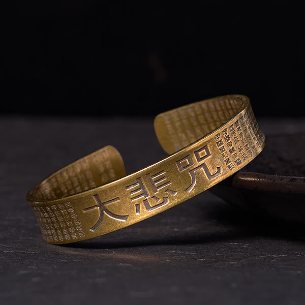 Buddha Stones Great Compassion Mantra Copper Brass Luck Power Bracelet Bangle - Vintage(Wrist Circumference: 14-18cm) - image 1
