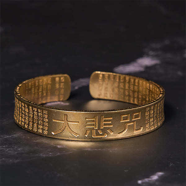 Buddha Stones Great Compassion Mantra Copper Brass Luck Power Bracelet Bangle - image 7