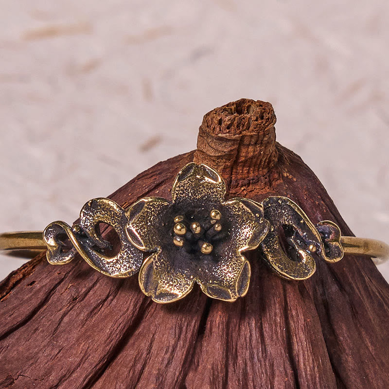 Buddha Stones Flowers Leaves Copper Brass Luck Healing Cuff Bracelet Bangle - image 4