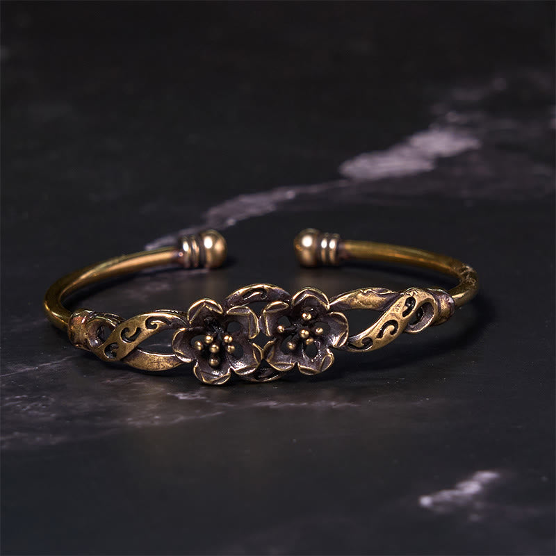 Buddha Stones Flowers Leaves Copper Brass Luck Healing Cuff Bracelet Bangle - image 12