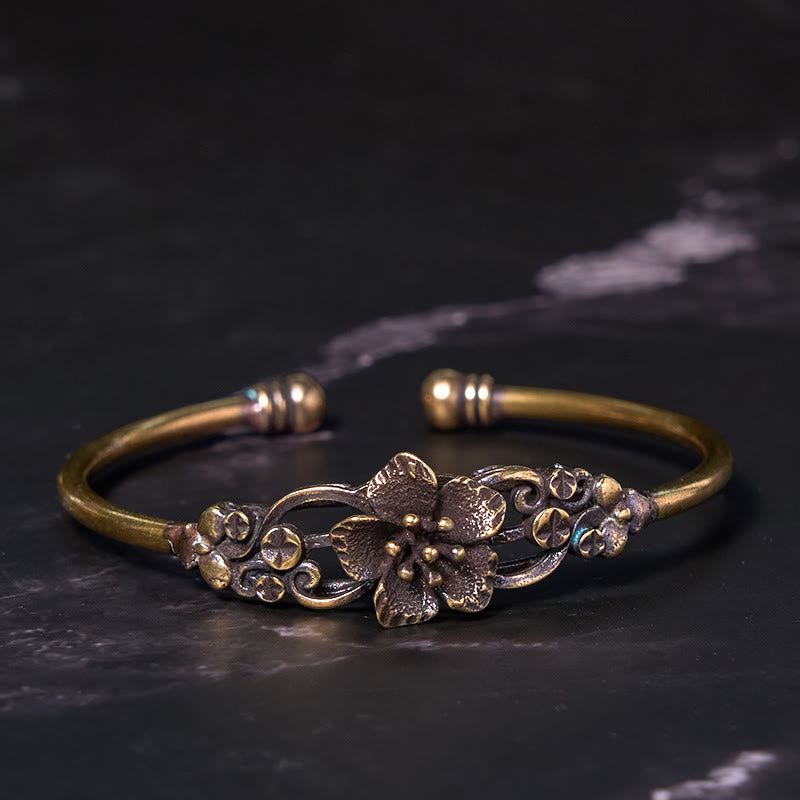 Buddha Stones Flowers Leaves Copper Brass Luck Healing Cuff Bracelet Bangle - image 7