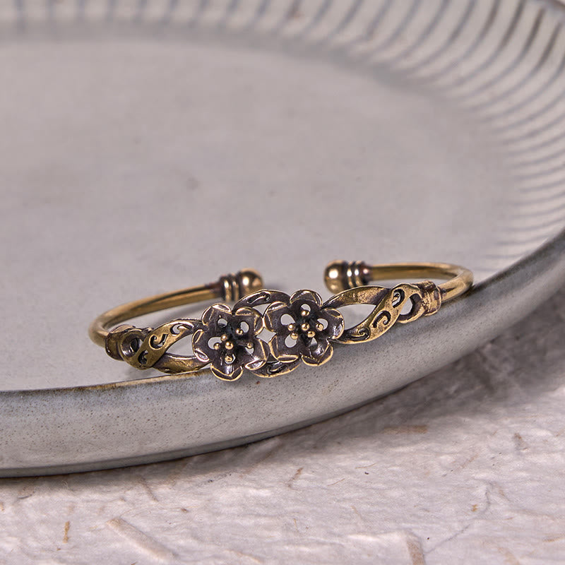 Buddha Stones Flowers Leaves Copper Brass Luck Healing Cuff Bracelet Bangle - image 13