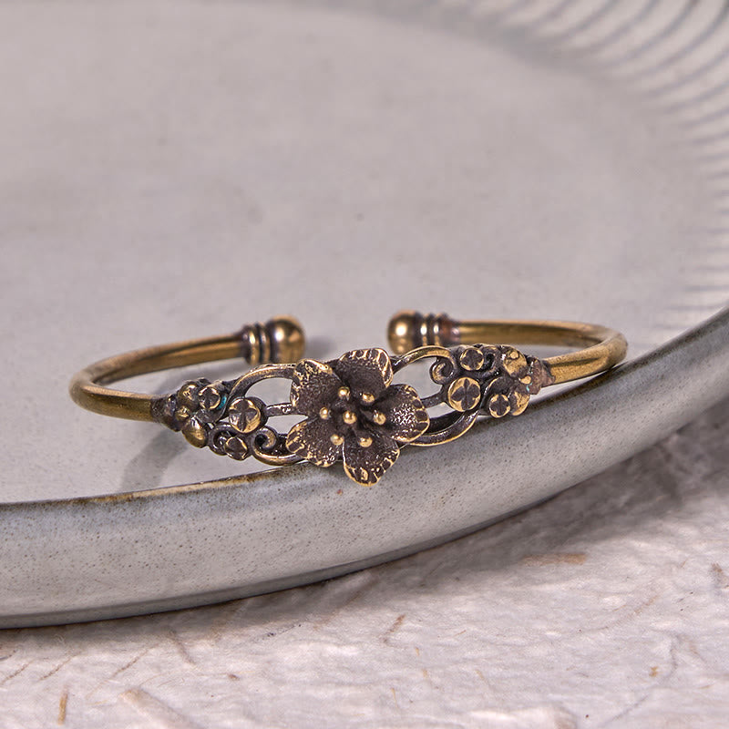 Buddha Stones Flowers Leaves Copper Brass Luck Healing Cuff Bracelet Bangle - image 8
