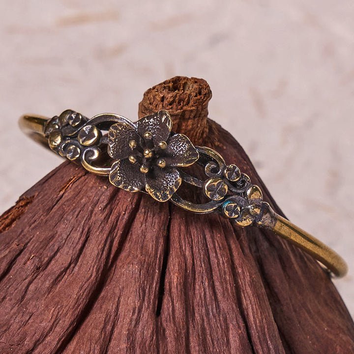 Buddha Stones Flowers Leaves Copper Brass Luck Healing Cuff Bracelet Bangle - image 10