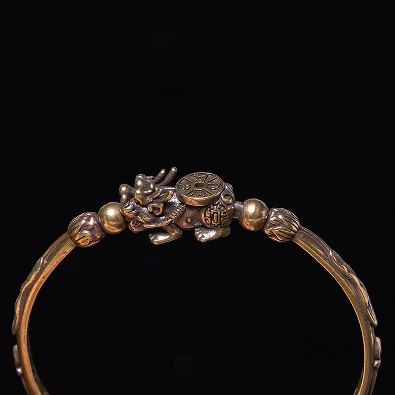 Buddha Stones Pi Xiu Carrying Coin Ingot Copper Brass Luck Wealth Bracelet Bangle - image 3
