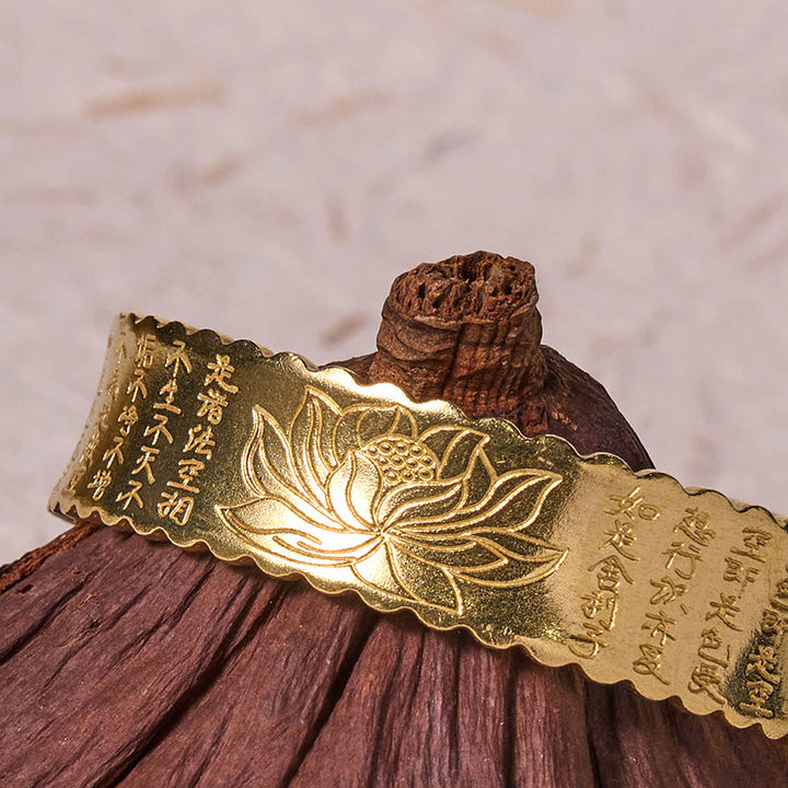 Buddha Stones Heart Sutra Lotus Flower Copper Brass Peace Enlightenment Cuff Bracelet Bangle - image 13