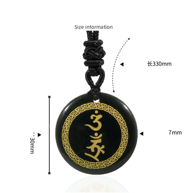 Buddha Stones Surrounding Protection Mantra Natural Various Crystal Black Obsidian Fulfilment Necklace Pendant - image 1