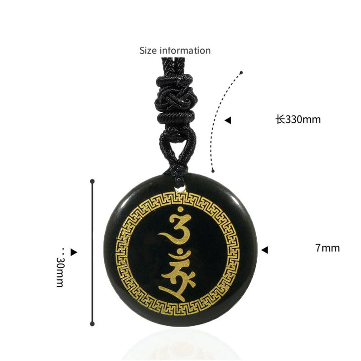 Buddha Stones Surrounding Protection Mantra Natural Various Crystal Black Obsidian Fulfilment Necklace Pendant - image 1