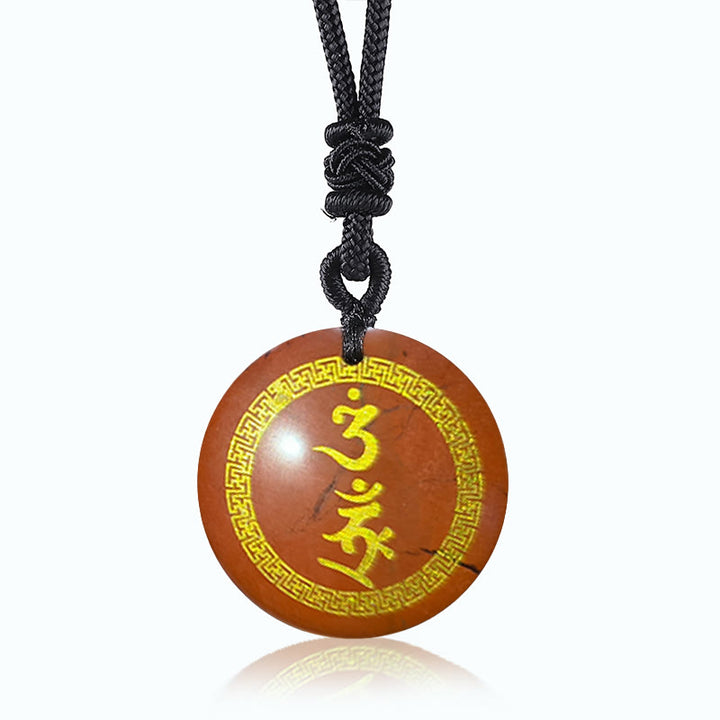 Buddha Stones Surrounding Protection Mantra Natural Various Crystal Black Obsidian Fulfilment Necklace Pendant - Red Stone - image 9