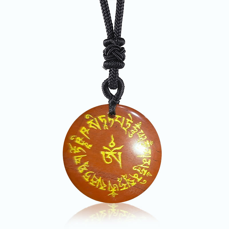 Buddha Stones Fortune-gathering Mantra Natural Various Crystal Black Obsidian Fulfilment Necklace Pendant