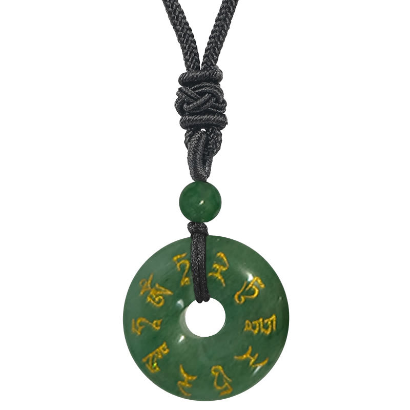 Buddha Stones Green Tara Mantra Natural Various Crystal Black Obsidian Fulfilment Necklace Pendant