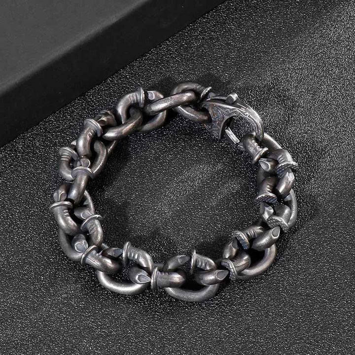 Buddha Stones Square Rivets Titanium Steel Good Luck Balance Bracelet