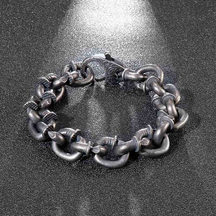 Buddha Stones Square Rivets Titanium Steel Good Luck Balance Bracelet