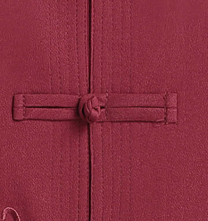 Buddha Stones Chinese New Year Embroidered Dragon Frog-button Tang Suit Hanfu Long Sleeve Top Pants Clothing Men's Set - image 4