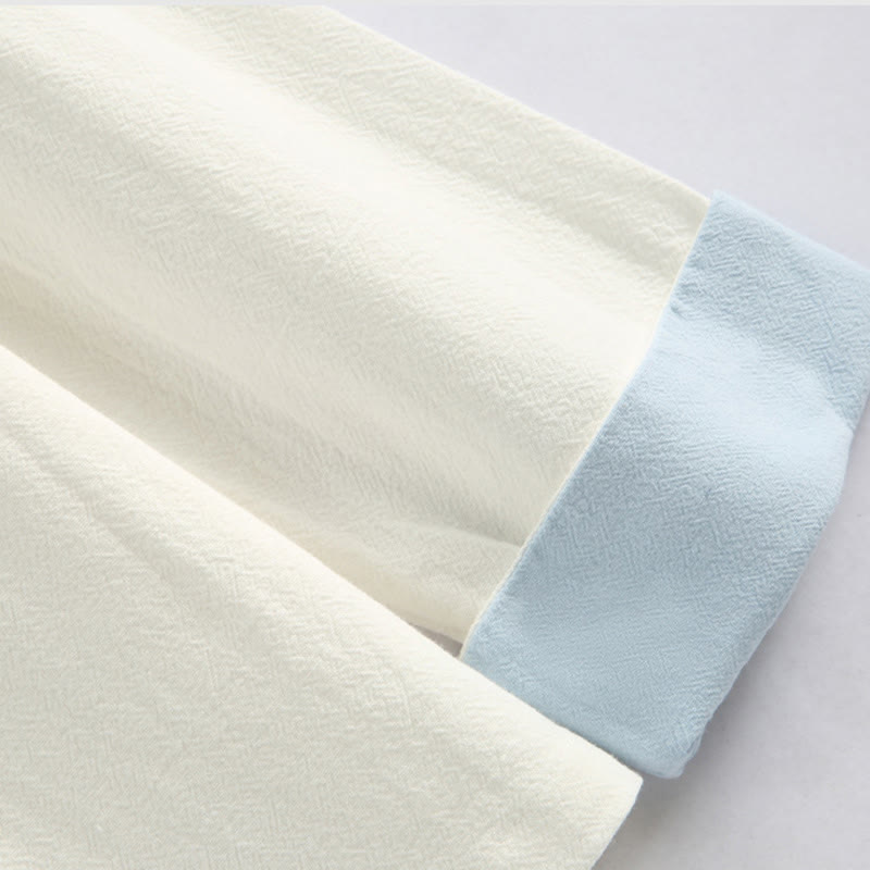 Buddha Stones Chinese New Year Crane Embroidery Tang Suit Hanfu Long Sleeve Top Pants Clothing  Cotton Linen Men's Set With Pockets - image 12