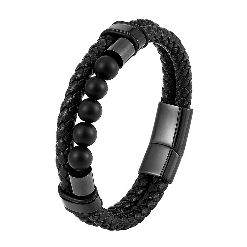 Buddha Stones Lava Rock Frosted Stone Healing Leather Magnetic Buckle Bracelet - image 12