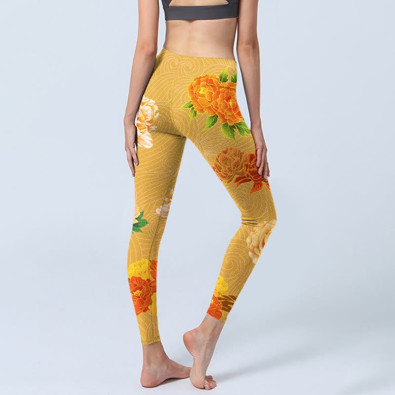 Buddha Stones Vibrant Rose Flowers Print Gym Leggings Women's Yoga Pants - image 5