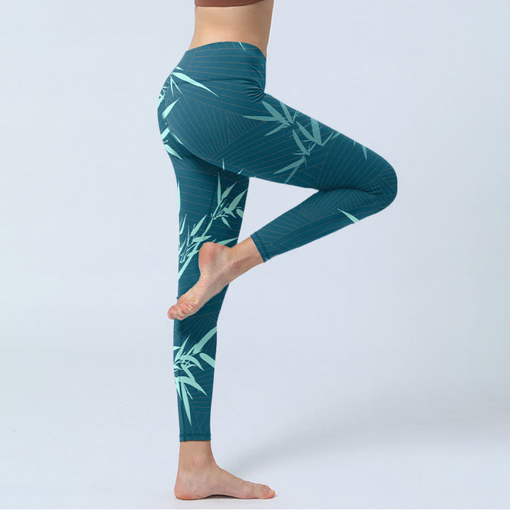 Buddha Stones Lush Turquoise Bamboo Panda Pattern Gym Leggings Women's Yoga Pants - image 3
