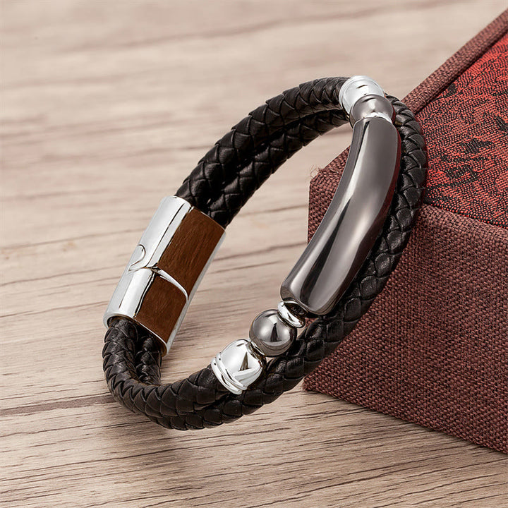 Buddha Stones Green Aventurine Tiger Eye Green Agate Black Onyx Hematite Stone Luck Leather Magnetic Buckle Bracelet - Silver - Hematite - 18-22cm - image 19