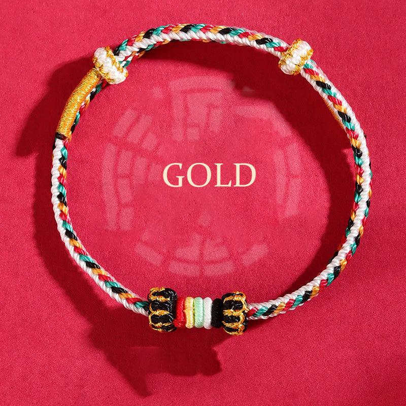 Buddha Stones Five Elements Colorful String Completeness Knot Reef Knot Braid Luck Bracelet