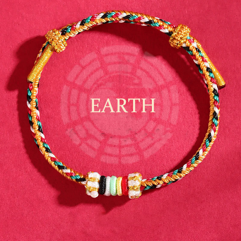 Buddha Stones Five Elements Colorful String Completeness Knot Reef Knot Braid Luck Bracelet