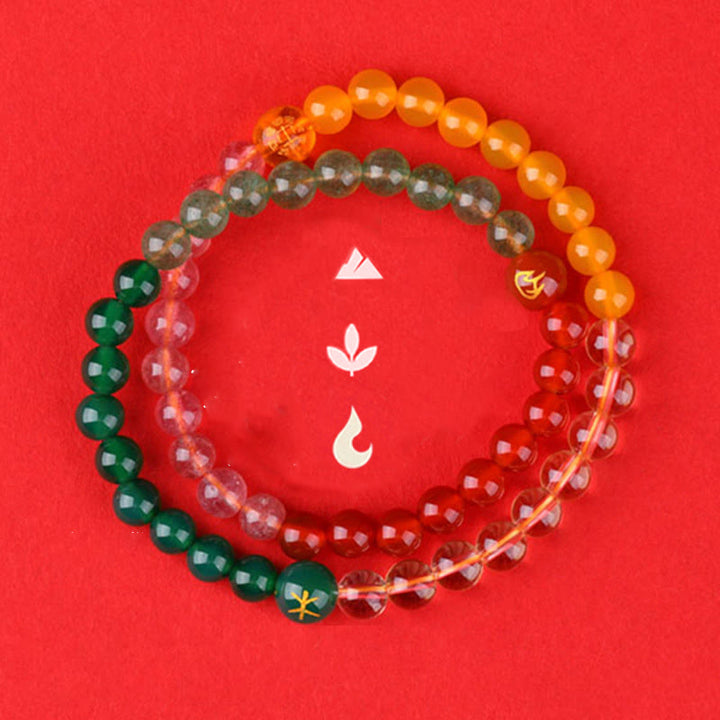 Buddha Stones Five Elements Various Crystal Agate Strawberry Quartz Wisdom Bracelet - image 11