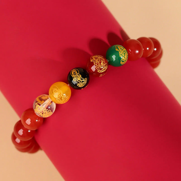 Buddha Stones Five Elements Various Agate Jambhala Luck Bracelet - image 15