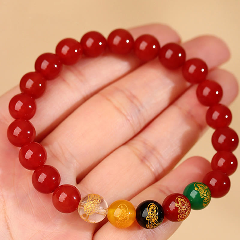 Buddha Stones Five Elements Various Agate Jambhala Luck Bracelet