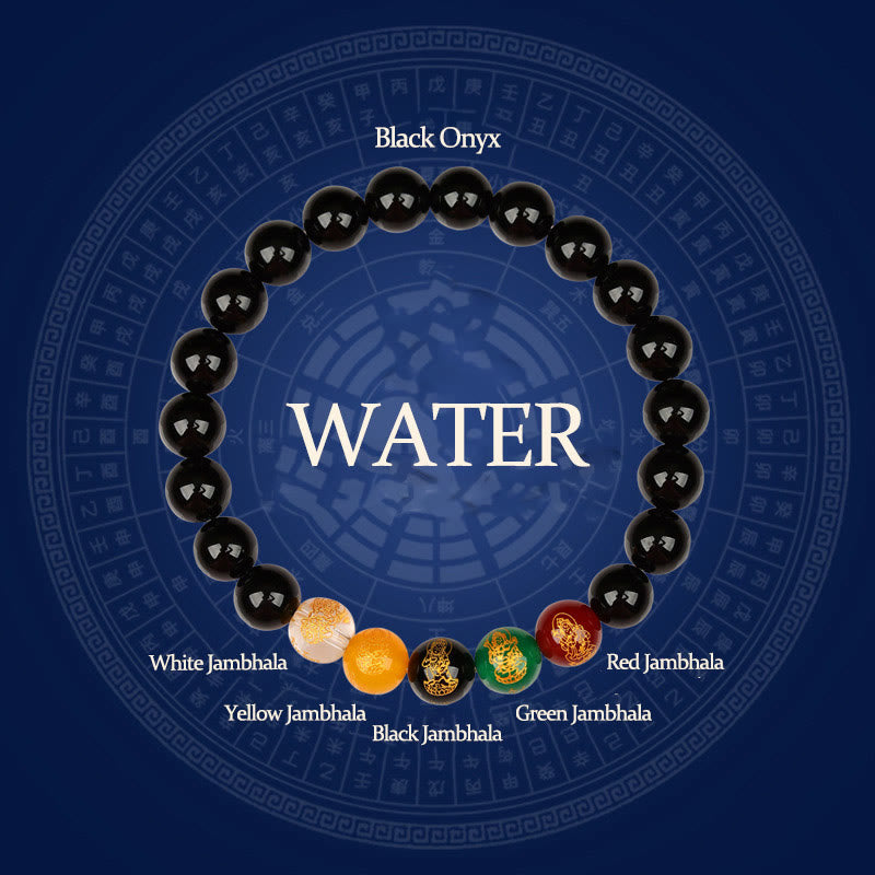 Buddha Stones Five Elements Various Agate Jambhala Luck Bracelet - Water(Wrist Circumference: 14-16cm) - image 9