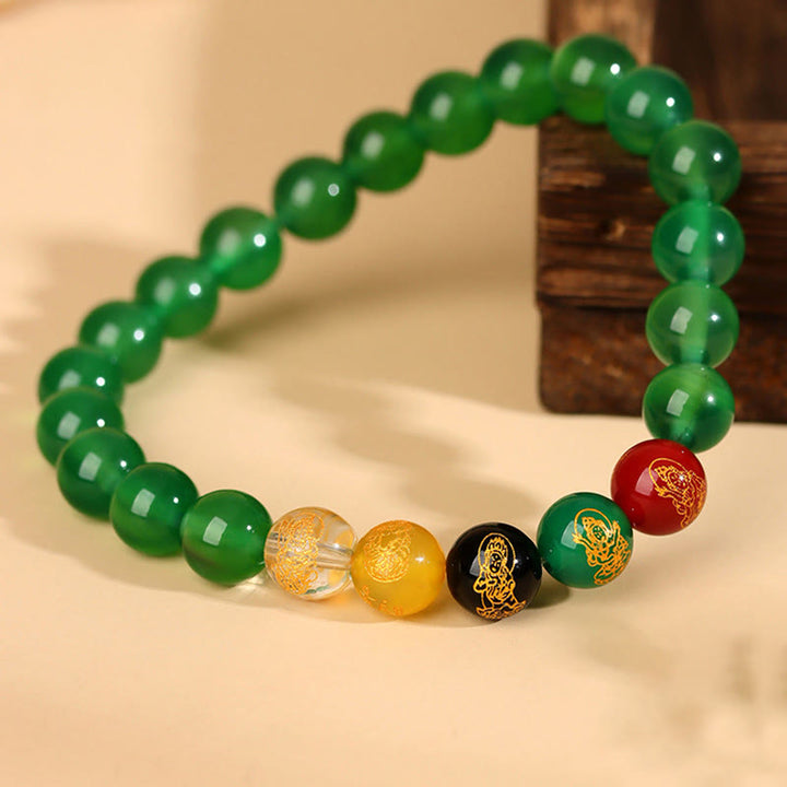 Buddha Stones Five Elements Various Agate Jambhala Luck Bracelet - image 7