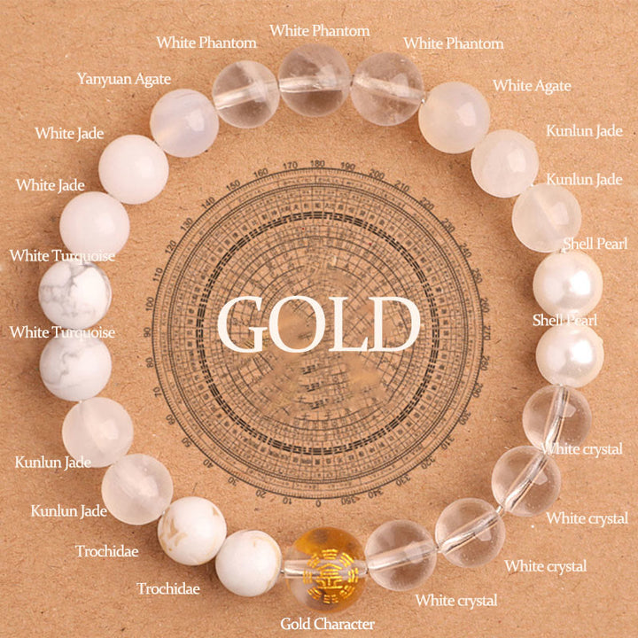 Buddha Stones Five Elements Various Agate Balance Luck Bracelet - Gold(Wrist Circumference: 14-16cm) - 8mm - image 0