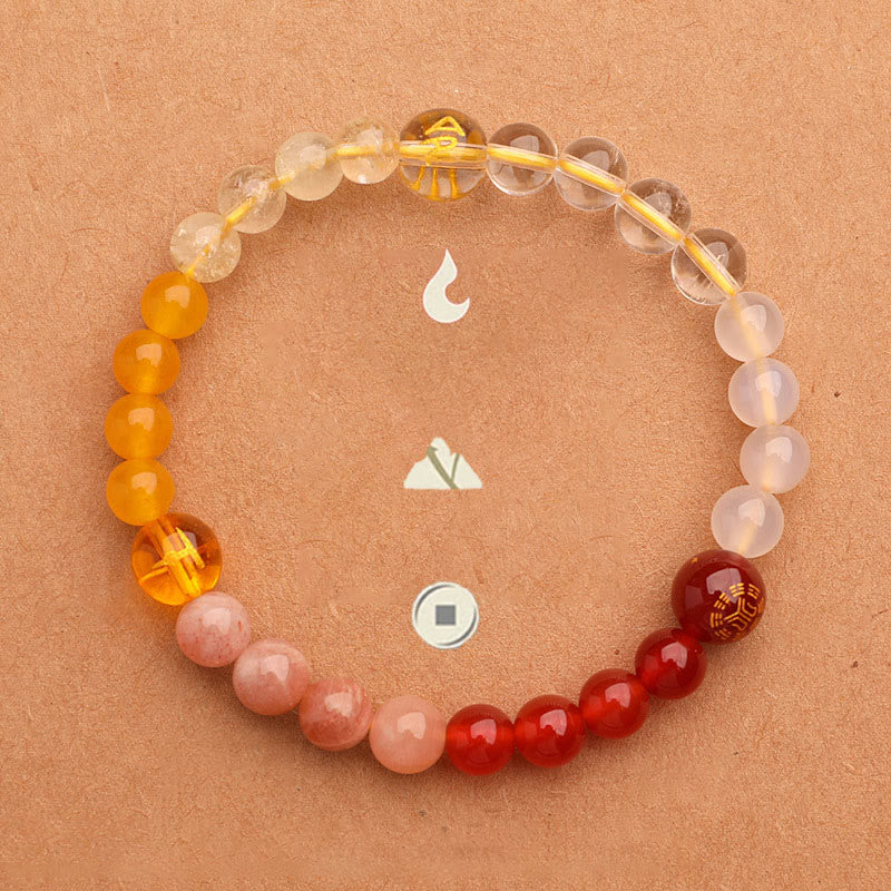 Buddha Stones Five Elements Various Agate Crystal Sun Stone Wisdom Bracelet