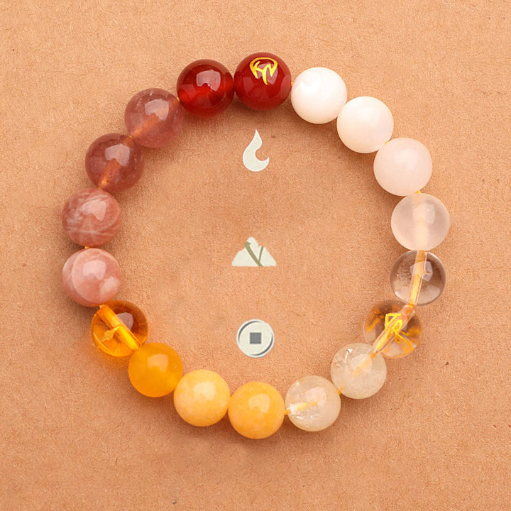 Buddha Stones Five Elements Various Agate Crystal Sun Stone Wisdom Bracelet