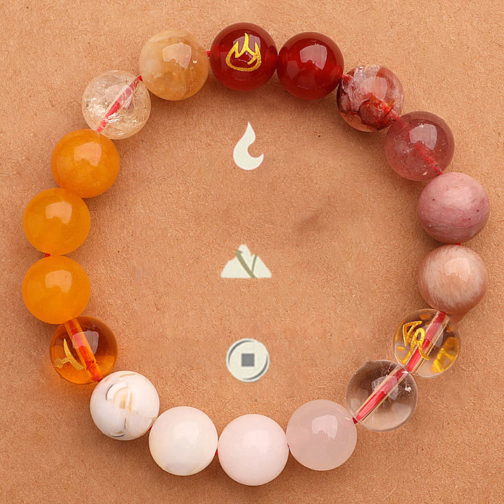 Buddha Stones Five Elements Various Agate Crystal Sun Stone Wisdom Bracelet - image 1