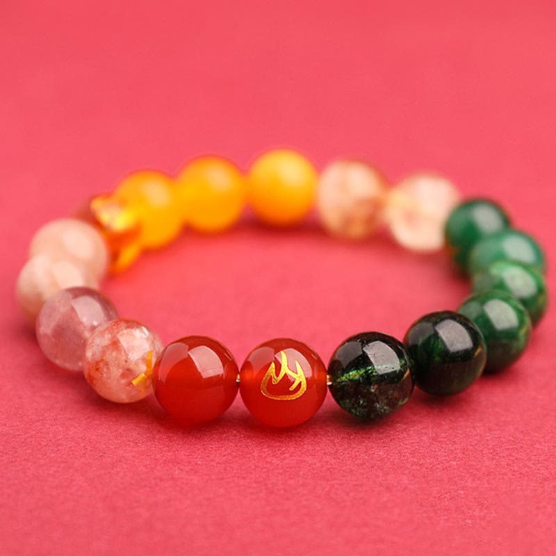 Buddha Stones Five Elements Various Agate Crystal Sun Stone Wisdom Bracelet - image 49