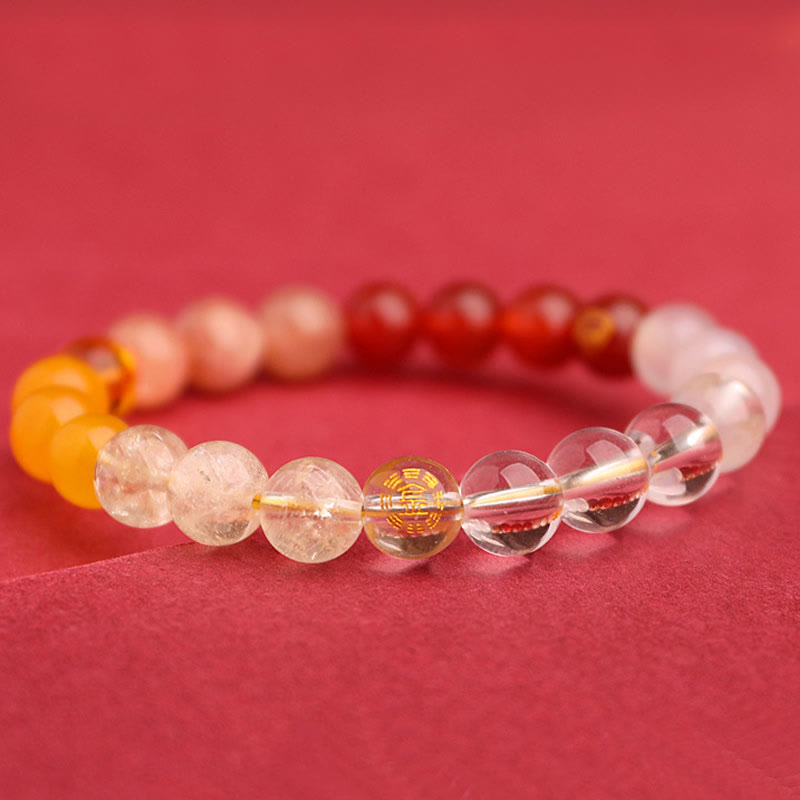 Buddha Stones Five Elements Various Agate Crystal Sun Stone Wisdom Bracelet