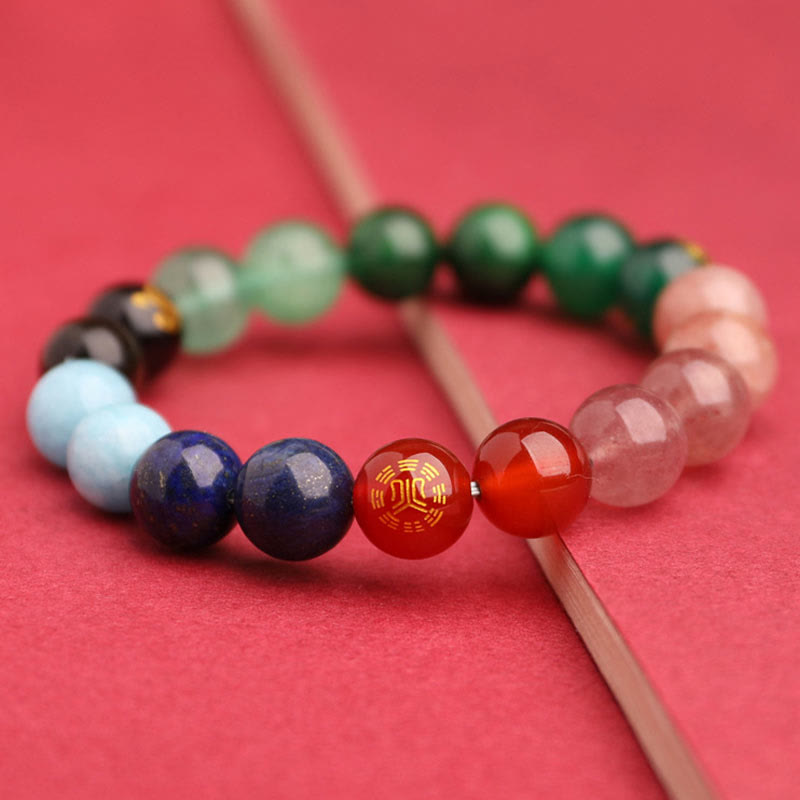 Buddha Stones Five Elements Various Agate Crystal Sun Stone Wisdom Bracelet