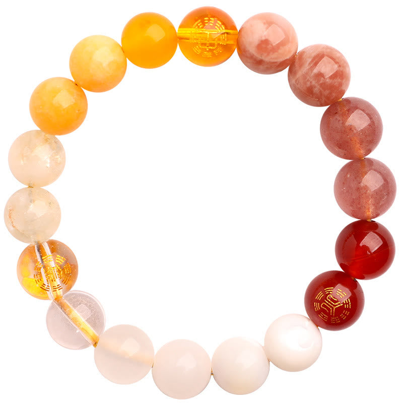 Buddha Stones Five Elements Various Agate Crystal Sun Stone Wisdom Bracelet