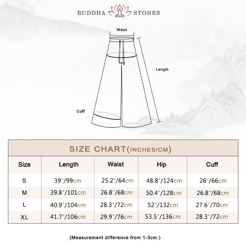 Buddha Stones Loose Cotton Drawstring Wide Leg Pants For Yoga Dance With Pockets - image 5