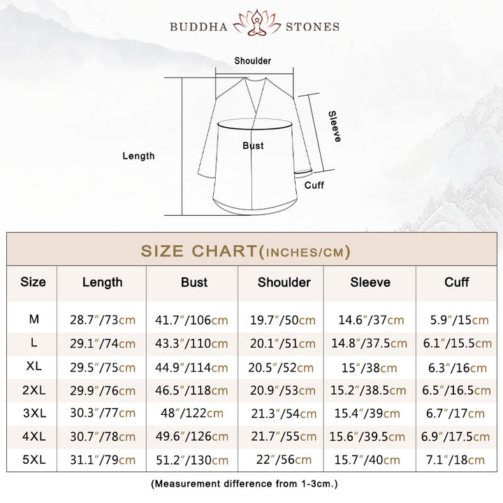 Buddha Stones Casual V-Neck Three Quarter Sleeve Men's Shirt