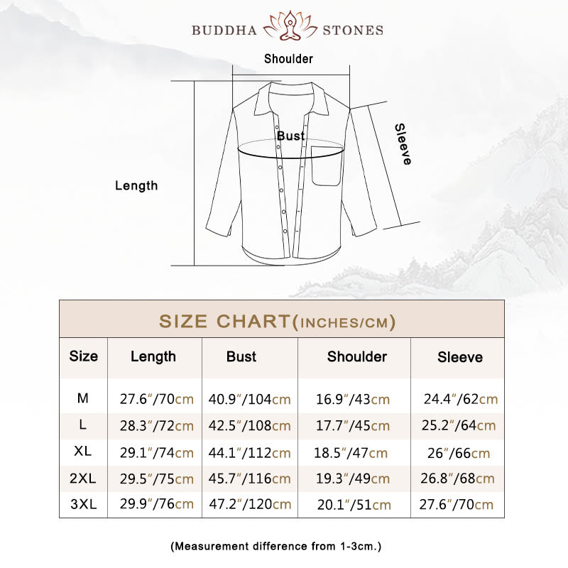 Buddha Stones Men's Long Sleeve Turn-down Collar With Pocket Corduroy Comfortable Shirt - image 5