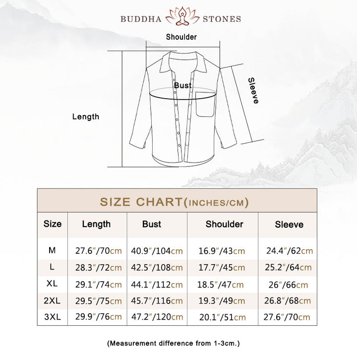 Buddha Stones Men's Long Sleeve Turn-down Collar With Pocket Corduroy Comfortable Shirt - image 5