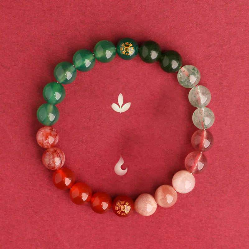 Buddha Stones Five Elements Various Agate Crystal Black Onyx Green Chalcedony Aquamarine Wisdom Bracelet - image 48
