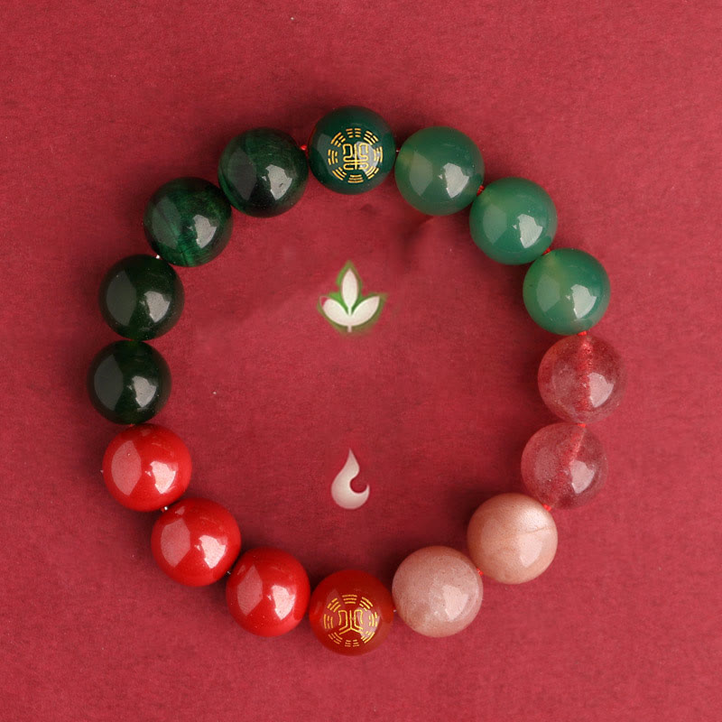 Buddha Stones Five Elements Various Agate Crystal Black Onyx Green Chalcedony Aquamarine Wisdom Bracelet - image 52