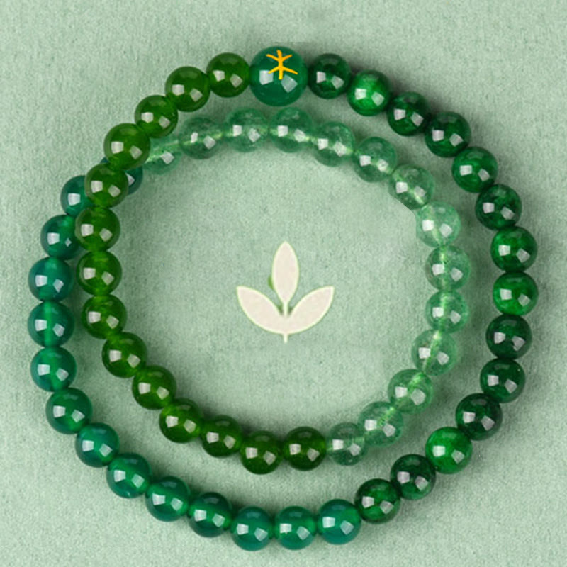 Buddha Stones Five Elements Various Agate Crystal Chalcedony White Crystal White Agate Luck Bracelet - image 9