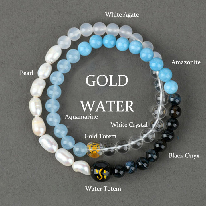 Buddha Stones Five Elements Various Agate Crystal Pearl Black Onyx White Agate White Crystal Luck Bracelet