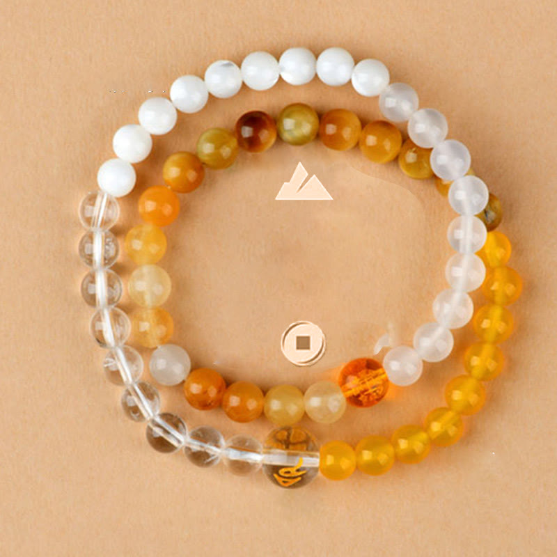 Buddha Stones Five Elements Various Agate Crystal Pearl Black Onyx White Agate White Crystal Luck Bracelet - image 32