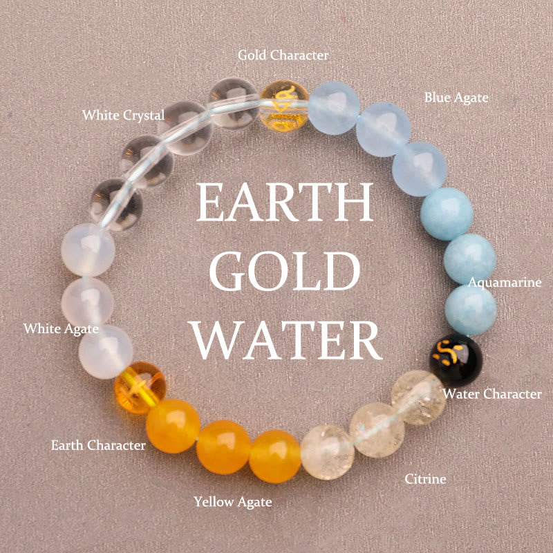 Buddha Stones Five Elements Various Agate Crystal Green Strawberry Quartz Sun Stone Wealth Bracelet